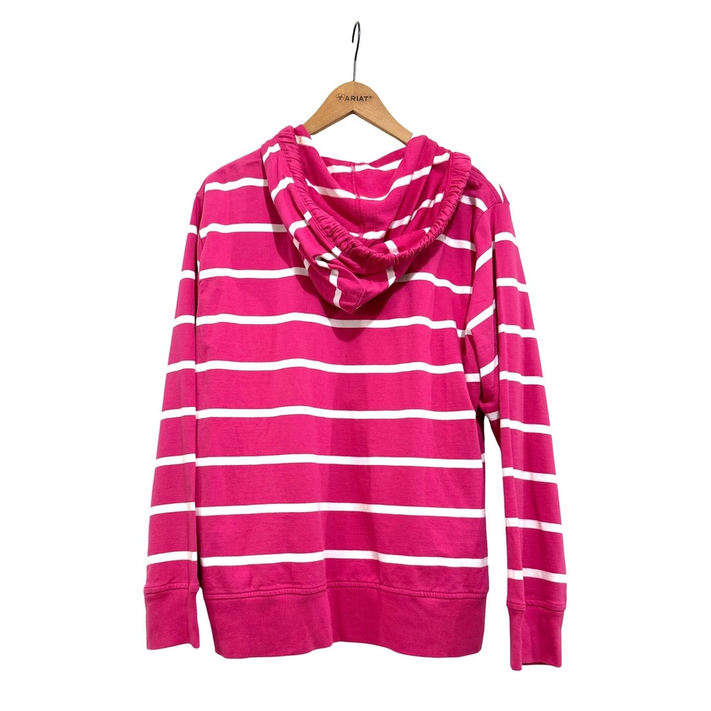 G.H. Bass Womens XXL Zip Up Hoodie Lilac Rose Pink White Striped 100% Cotton NEW - Picture 2 of 7